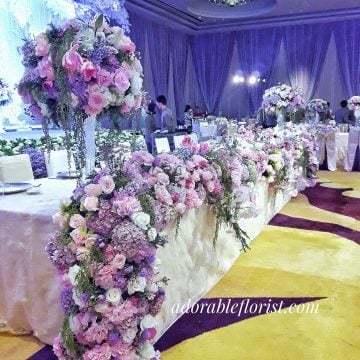 Long table arrangement for the bridal table