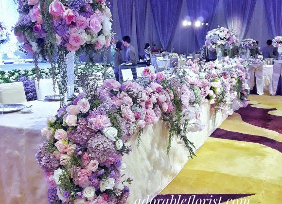 Long table arrangement for the bridal table